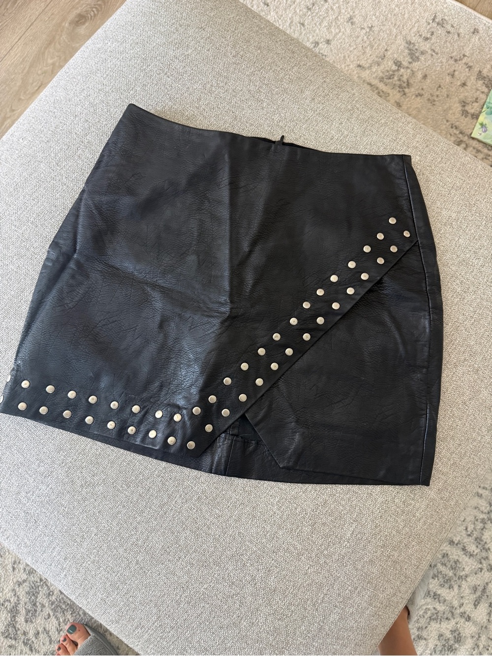 stradivarius Black Faux Leather Mini Skirt